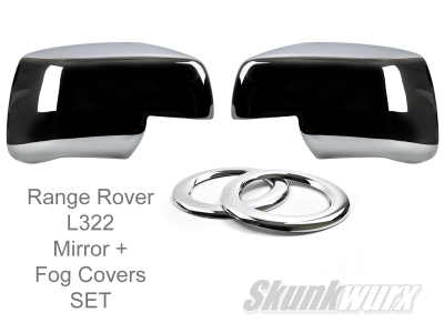 Chrome Set for Range Rover L322 (Chrome Wing Mirror covers and Chrome Fog covers)