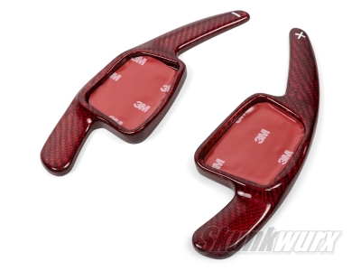 Audi A1/A3/A4/A5/Q5 etc 3rd Gen Carbon Fibre Shift Paddles Extended (Gloss Red)