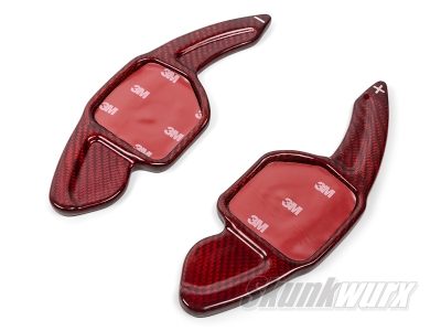 Audi A1/A3/A4/A5/A6 etc 2nd Gen Carbon Fibre Shift Paddles Extended (Gloss Red)