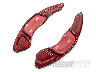VW Golf/Polo/Passat/T-Roc/Scirocco Carbon Fibre Shift Paddles Extended (Gloss Red)