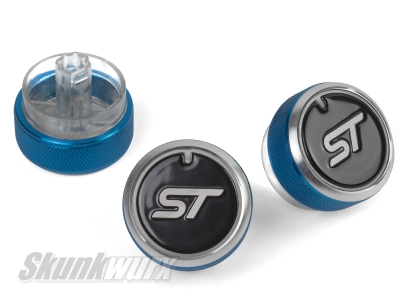 LIGHT BLUE (WITH LOGO) Aluminium Air-Con Knob Set for Ford Focus (ST STYLE)