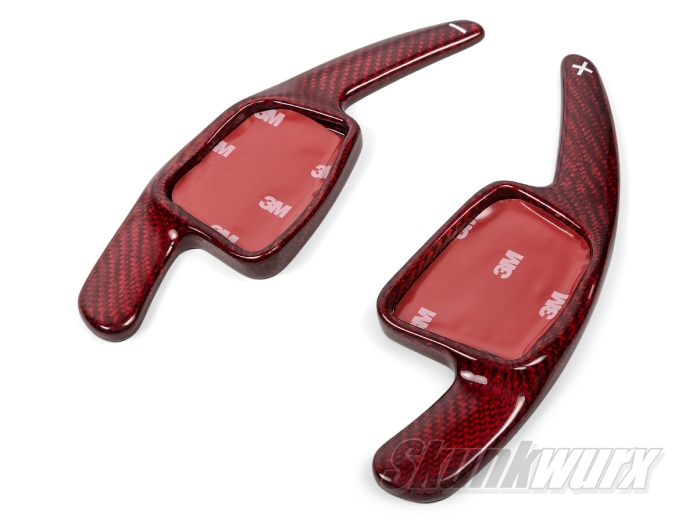 Audi A1/A3/A4/A5/Q5 etc 3rd Gen Carbon Fibre Shift Paddles Extended (Gloss Red)