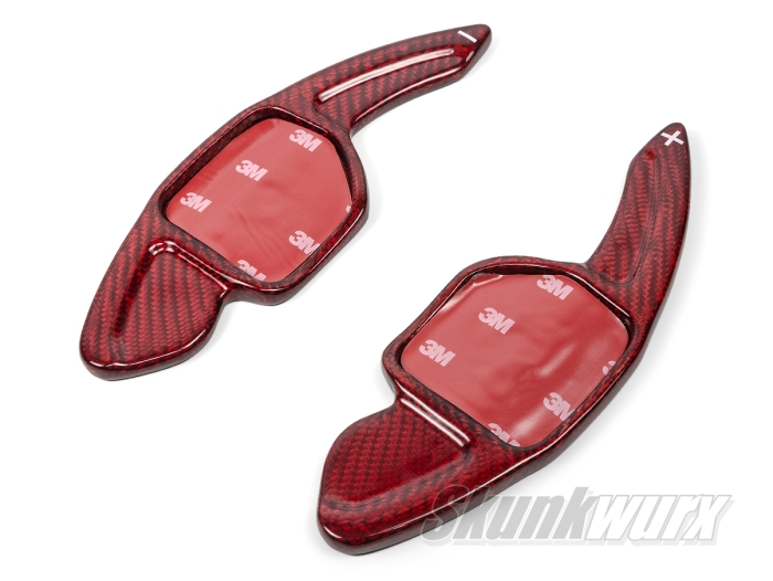 Audi A3/A4/A5/A6 etc 1st Gen Carbon Fibre Shift Paddles Extended (Gloss Red)
