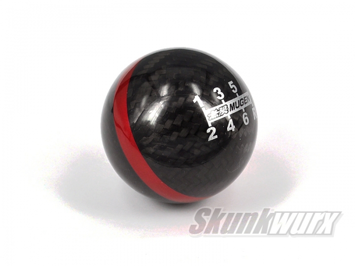 Mugen Carbon Fibre Spherical Shift Knob - 6 Speed - Red Stripe